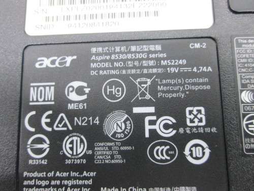 Acer Aspire 8530G Bottom Base Cover 394AJ03XXX